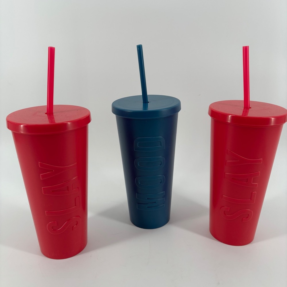 NEW Zak‎ Designs Unisex 3pc Tumbler Set 20oz Pink Blue Slay Mood Embossed
